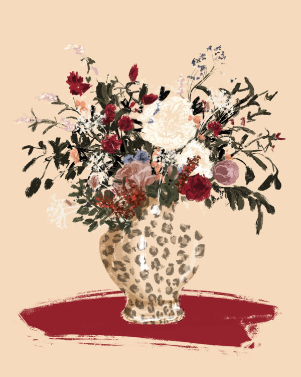 Flowers in a Leopard Vase - Digital Luxury Art Print